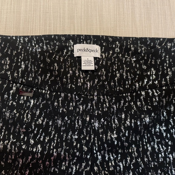 Peck & Peck Black metallic jaguard wave Skinny stretch Pants - Picture 3 of 5